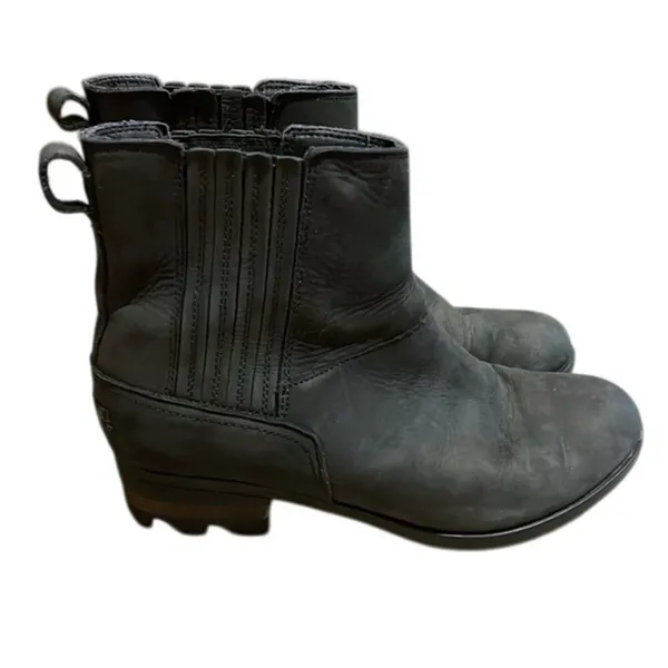 Sorel Lolla Black Leather Chelsea Ankle Boots Womens Size 8.5 NL3078-010 - Image 4