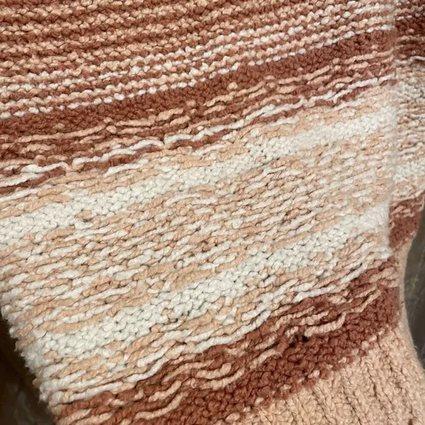 Free People Cozy Cabin Chunky Knit Boho Ivory Peach Cardigan Sweater Oversized X - Image 8