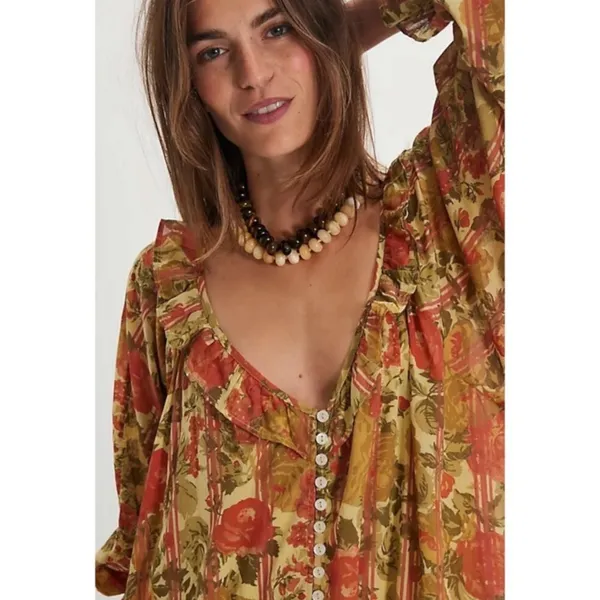 Free People Garden Wonders Maxi Dress Retro 70s Bohemian Floral Size Small - Image 4