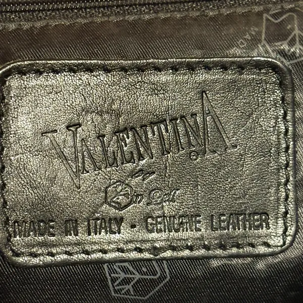 Valentina Black and Brown Shoulder Bag with Leather Handles - Image 12