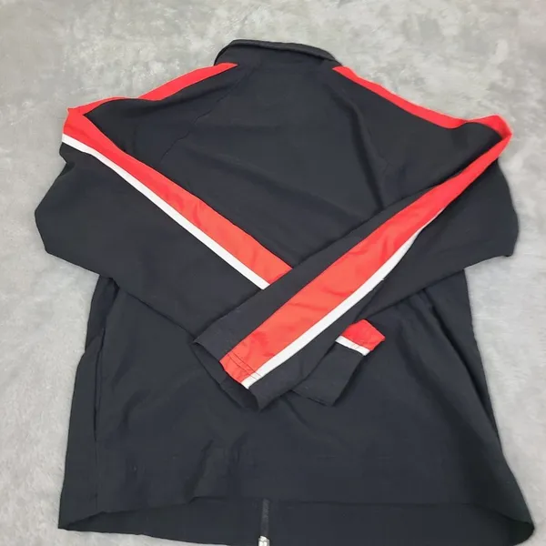 Vintage Nike Black W/Red White Embroidered Swoosh Check Zip Jacket Women's Small - Image 7