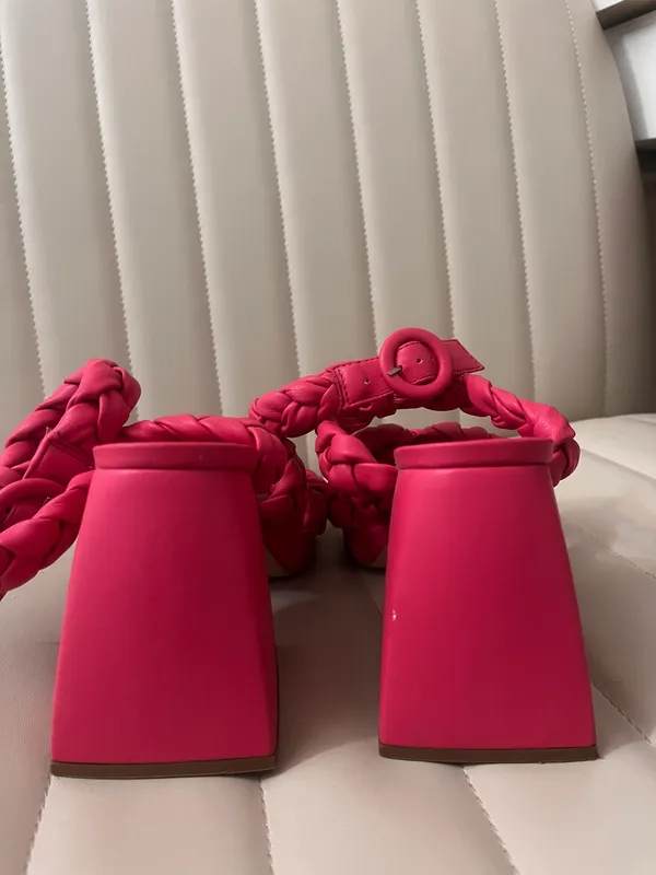 Circus by Sam Edelman Chunky Hot Pink Rope Heels Thick Platform Heel Barbie heels birthday chunky heels Valentine’s Day shabby chic - Image 8