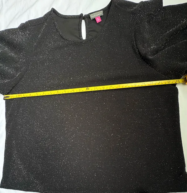Vince camuto black sparkle puff-sleeve Blouse XL - Image 8