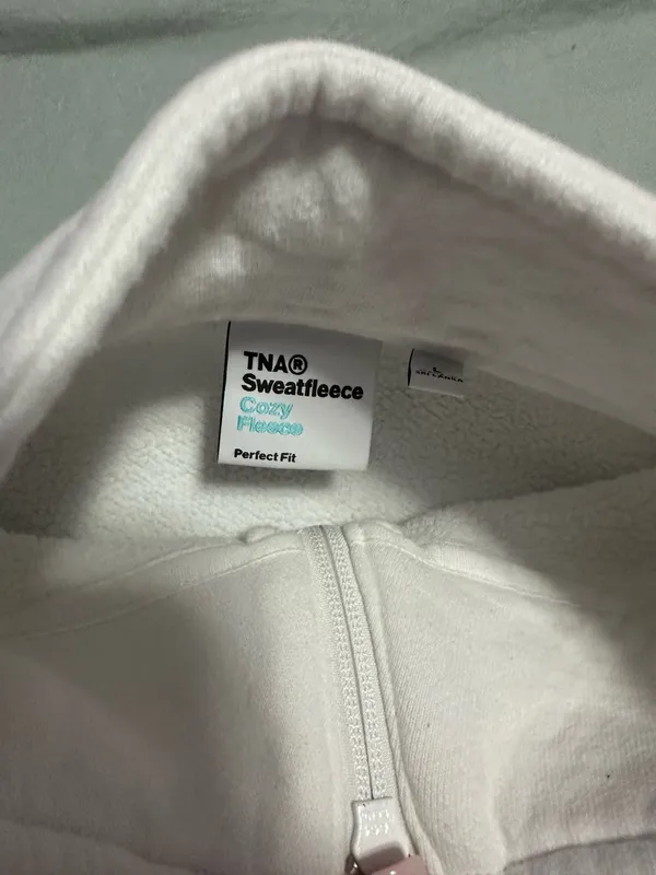TNA Aritzia White Cropped Quarter Zip - Image 4