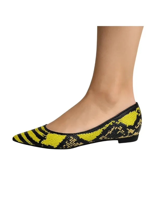 Embroidered Womens Size 6.5 Snake Ballet Casual Flats Green & Black - Image 4
