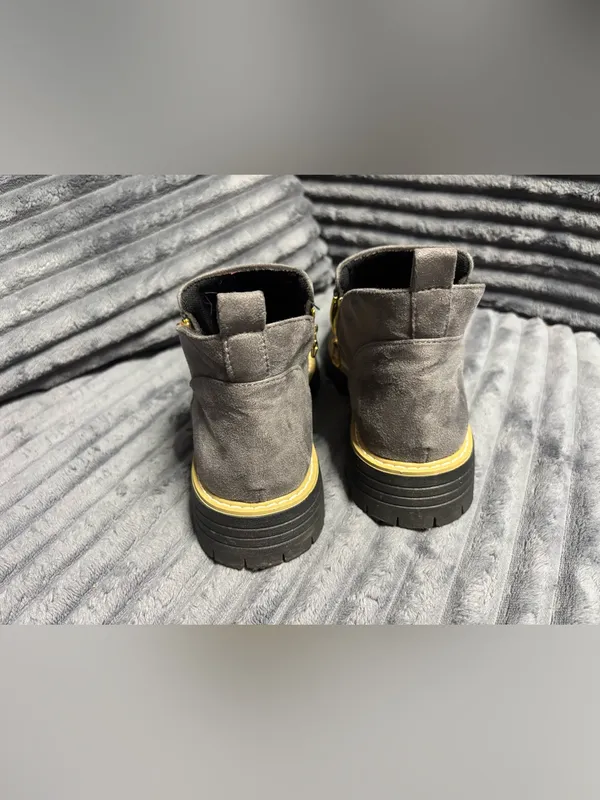 Women’s Gray Faux Suede Booties - Image 2
