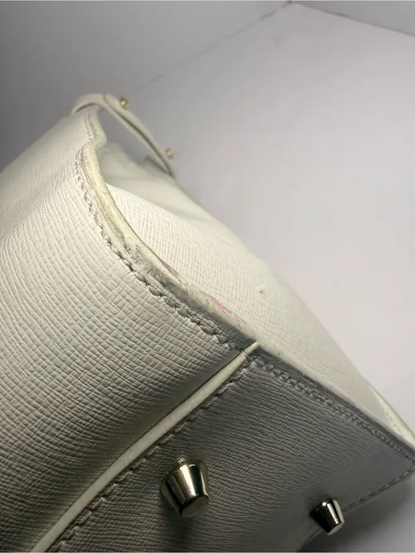 Furla Ivory Saffiano Leather Structured Tote Bag - Image 6