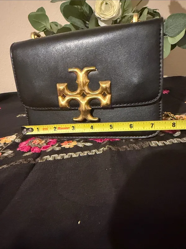 Tory Burch Black Leather Crossbody with Gold Logo Chain - Image 13