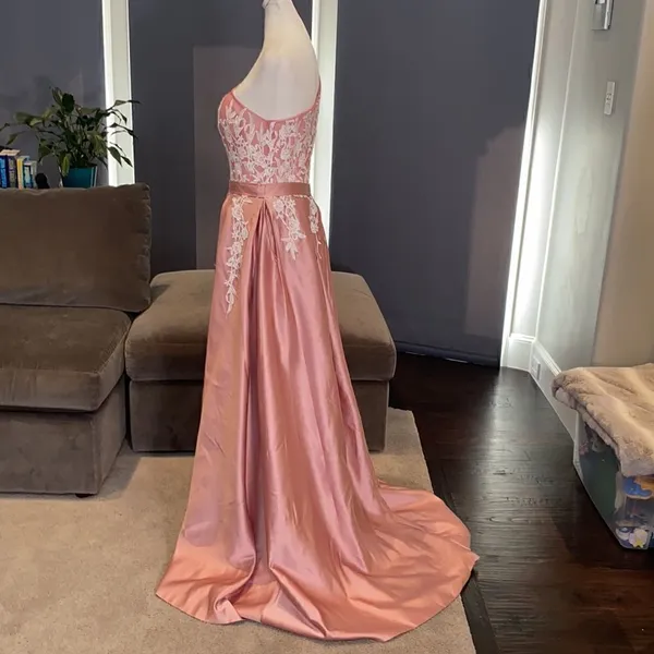 Women’s Dusty Pink One Shoulder Full Length Prom Party Dress Size M **READ** - Image 4