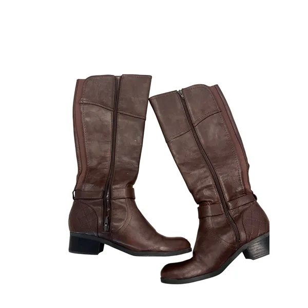 Tall Brown, ridging style gold buckle boots 7‎ - Image 5