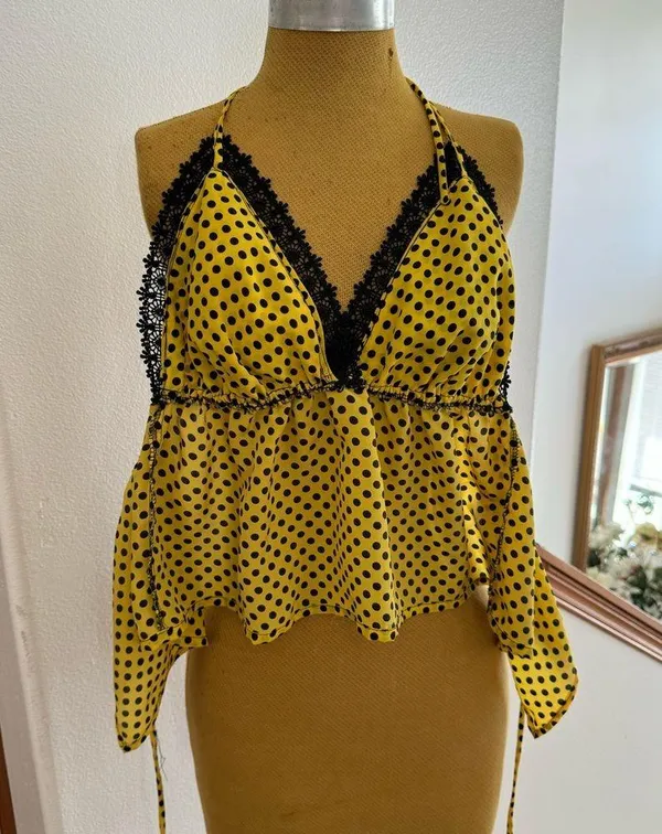 Homemade summer women's yellow top, size M - Image 6