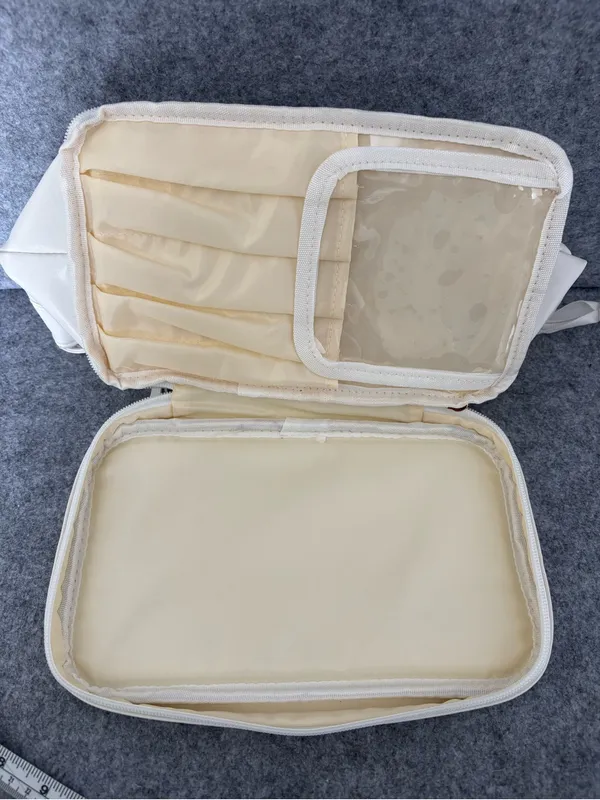 C Cream Leatherette Wristlet Cosmetic Pouch with Gold C Accent - Image 7