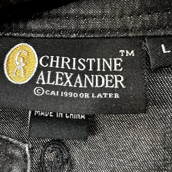 Vintage Christine Alexander Jean Jacket Swarovski Crystals Full Zip Black Large - Image 4