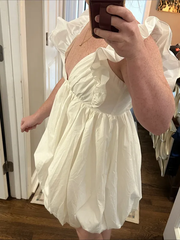 NWT Selfie Leslie Horoscope Bubble Hem Mini Dress Ivory - Image 7