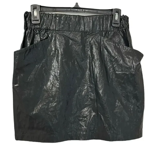 Zara Black Faux Leather Mini Skirt(Size Medium) - Image 4