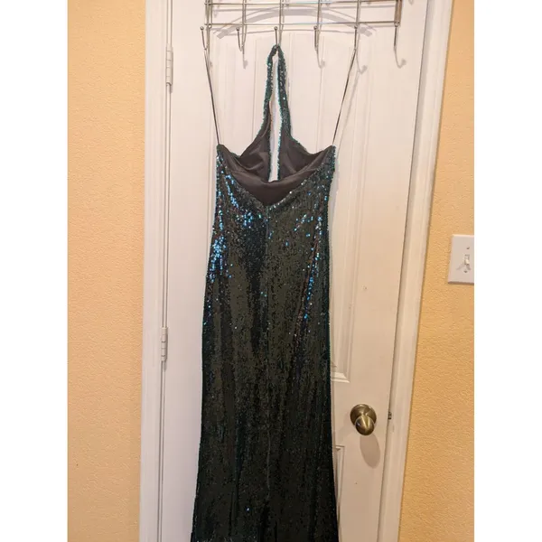 Zara Green Halter Neck Midi Sequinned Dress Size Xs - Image 13