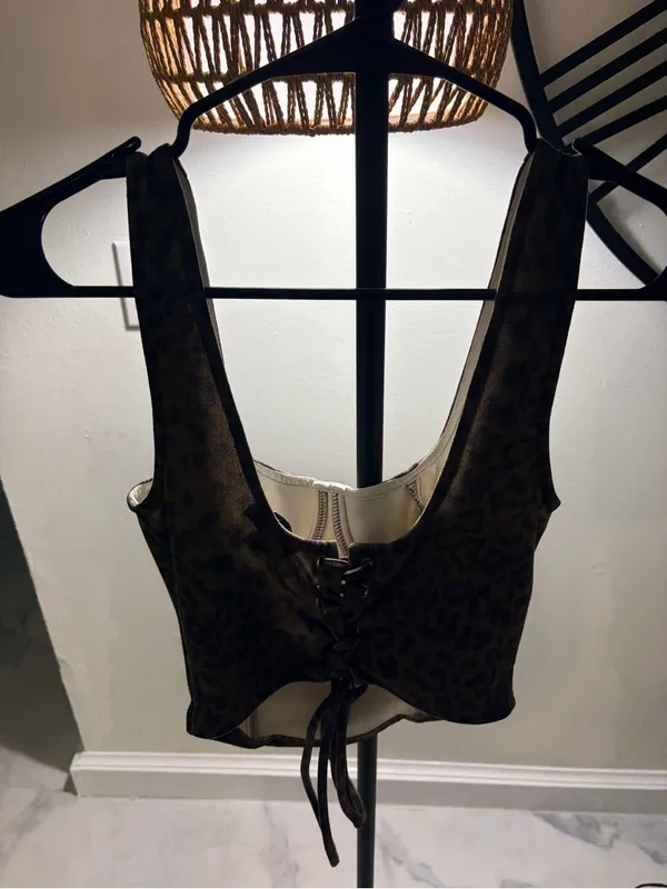 PrettyGarbage Leopard Print Bustier Top - Image 7
