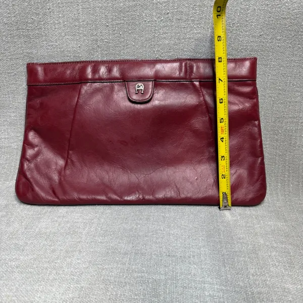 Etienne Aigner Vintage Oxblood Leather Clutch Bag Purse Large‎ Burgundy Maroon - Image 6