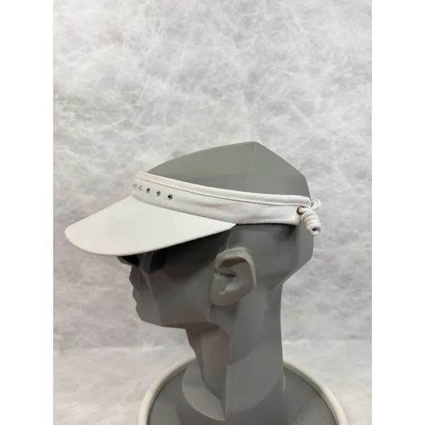 Town Talk Battlement Mesa Golf Club Visor White Rhinestone Pink Logo USA Made - Image 4