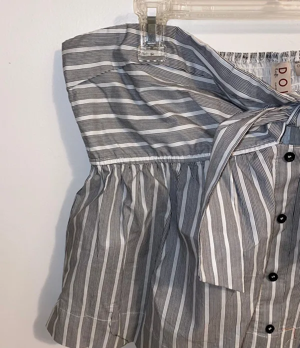 Anthropologie NWT $98 x Dolan Striped Tube Smocked Pullover Tie-Styling Top XL - Image 11