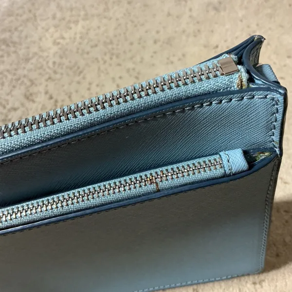 Kate Spade New York‎ Light Blue Saffiano Leather Triple Zip Crossbody Bag - Image 4