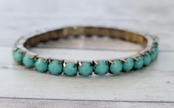 Vintage Stretch Bracelet Turquoise Tone - Image 4