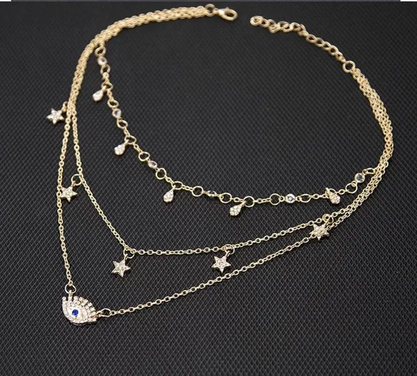 Bohemian Multi Layer Pendant Necklace Blue - Image 5