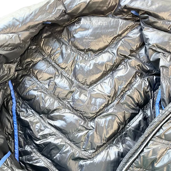 Calvin Klein Womens M Packable Down Quilted‎ Puffer Jacket Full Zip Black Travel - Image 9
