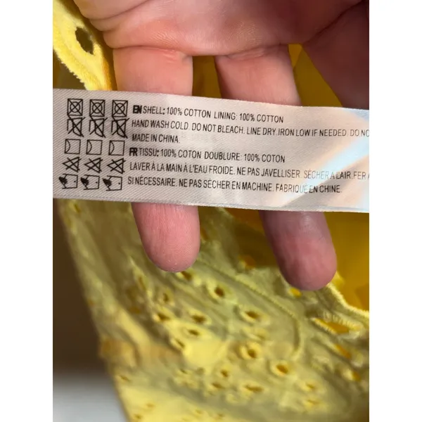 En Saison Guinevere Dress Lemoncello Yellow Eyelet Ruffle Mini Dress Large - Image 12