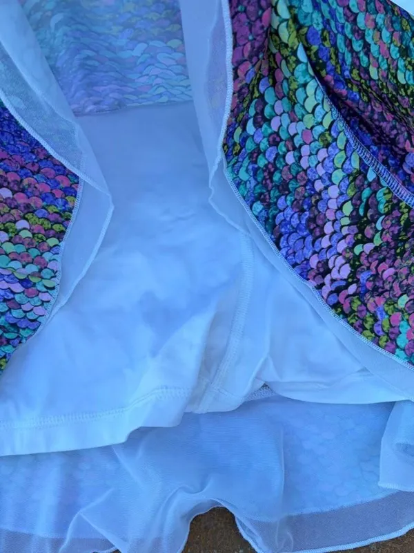 Sofibella Multi-colored sequin print mini tennis skirt with rainbow gradient Sz M #athletic #sporty #picklball - Image 5