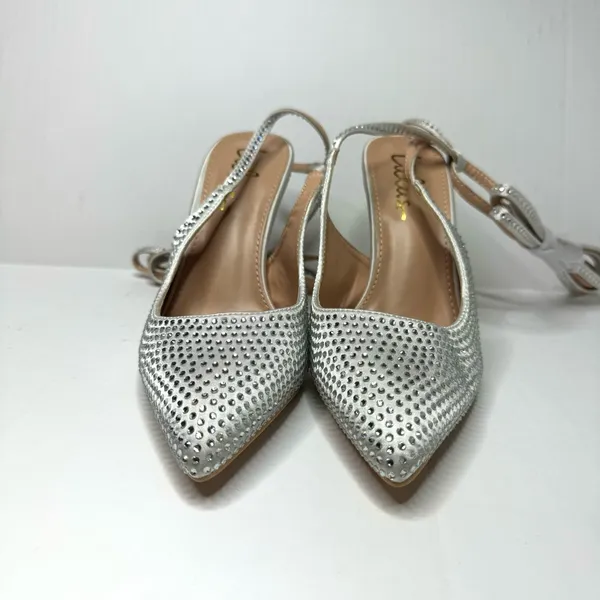 Lulus Kayka White‎ Rhinestone Lace-Up Pointed-Toe Pumps - Image 2