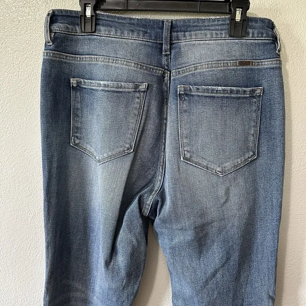 KanCan Boot Cut‎ Flare Stretch Jeans Size 11/29 Light Medium Wash Raw Hem - Image 5