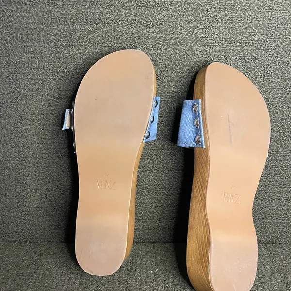 Zara Women's Denim Blue Slide Sandals - Image 6