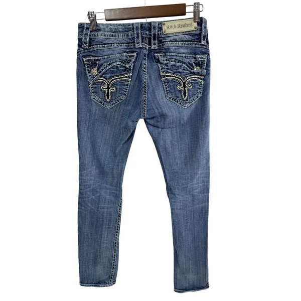 Rock Revival Johanna Straight Jeans Women's 28 Blue RJ8250T25 Embellished Boho - Image 2