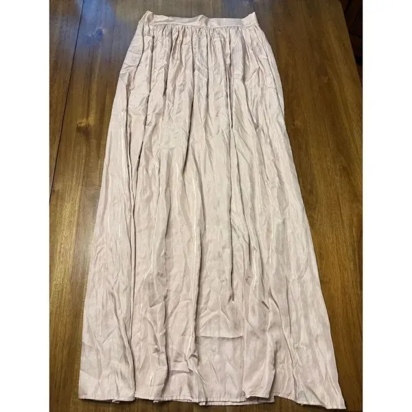 American Eagle Blush Pink Satin Maxi Skirt XS Elastic Waist - Image 2