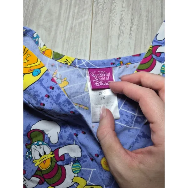 Disney Halloween Scrub Top in Lavender 2X Mickey Mouse - Image 4