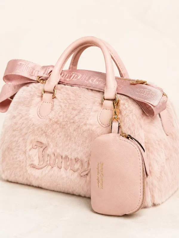 Juicy Couture Semi Charmed Faux Fur Mini Satchel Crossbody Blush NWT - Image 2