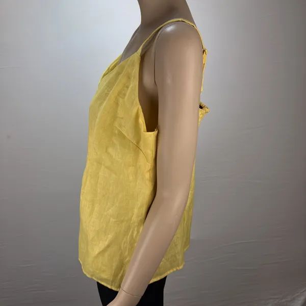 Boston Proper Polished Linen V-Neck‎ Tank Top Shirt Size XL Lemon Drop Yellow - Image 2