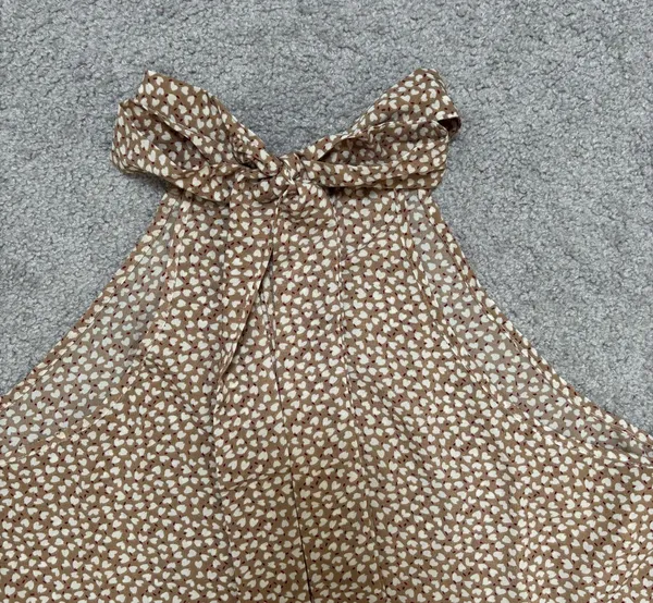 Shein Tan and White Heart Print Halter Dress - Image 4
