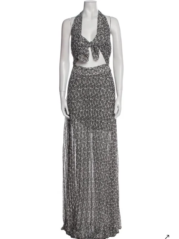 A.L.C. Frank Macpherson tie front halter cut out black and white maxi dress 2 - Image 3