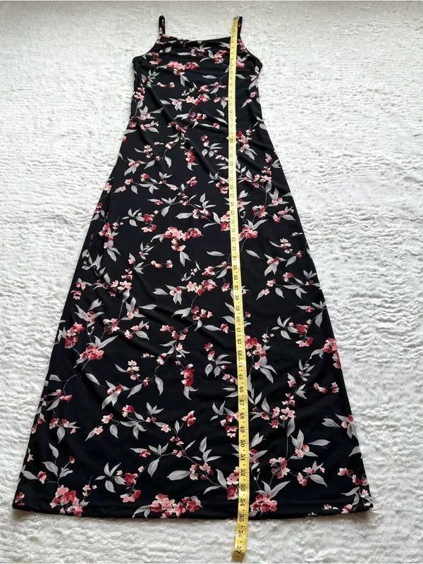 VTG 90s Byer Too Floral Maxi Dress M Black Pink Dark Fairy Whimsigoth Grunge - Image 14
