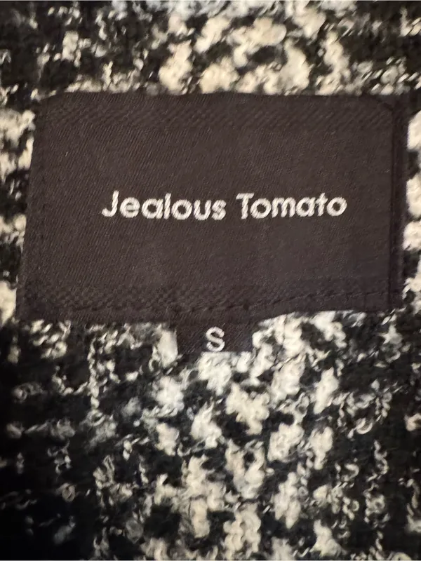Jealous Tomato Black & White Plaid Open Front Overcoat / Coatigan - Size Small - Image 6