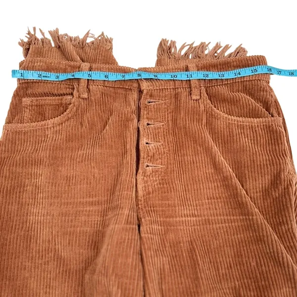 Reformation High Rise Corduroy Crop Flare Pants Frayed‎ Hem High Rise Brown 28 - Image 4