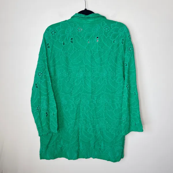 Anthropologie Akemi + Kin Abacos Green Eyelet‎ Tunic Blouse Top Medium OB762780 - Image 10
