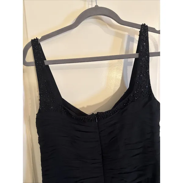 Vintage Jones New York 100% Silk Black Beaded Slip Dress Size 14 Whimsigoth - Image 4