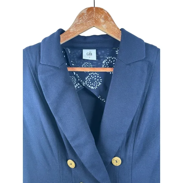 Cabi Size‎ 4 Navy Blue Double Breasted Blazer Gold Anchor Buttons Professional - Image 2