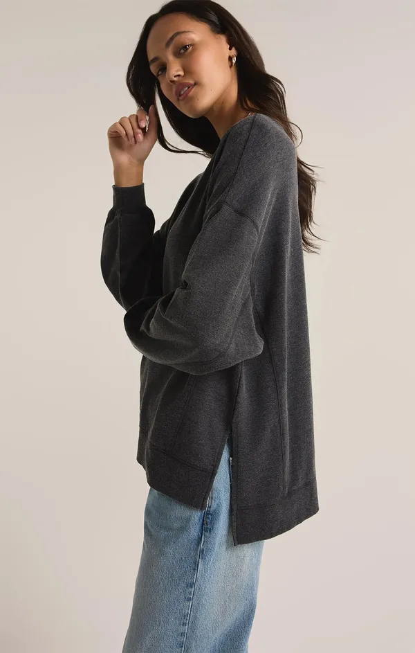 NWT! Z Supply Charcoal Gray Oversized Sweatshirt - Image 3