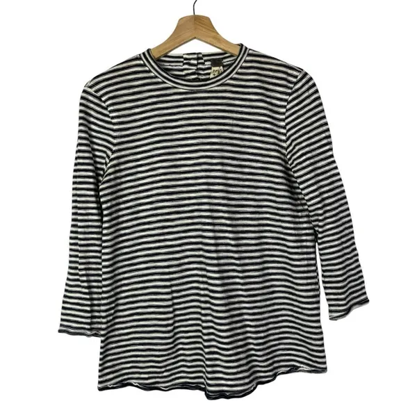 Free People We the Free‎ Mod Black & White Stripe 3/4 Long Sleeve Top XS - Image 3