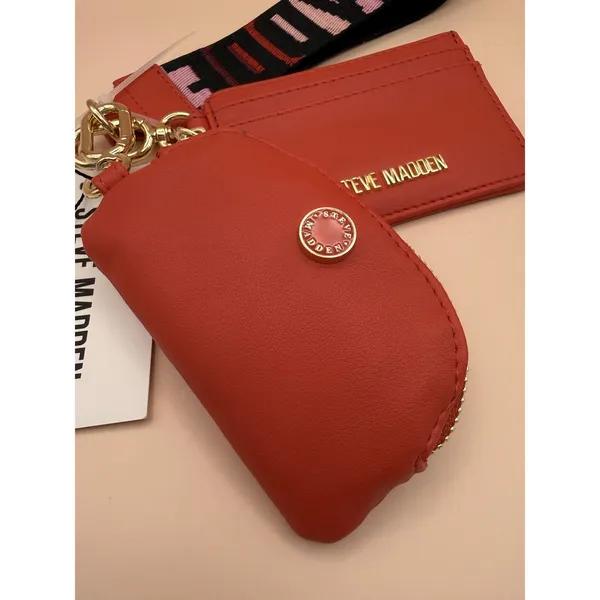 Steve Madden Barisa Red Pouch‎ with Wristlet Card Holder Set New - Image 2