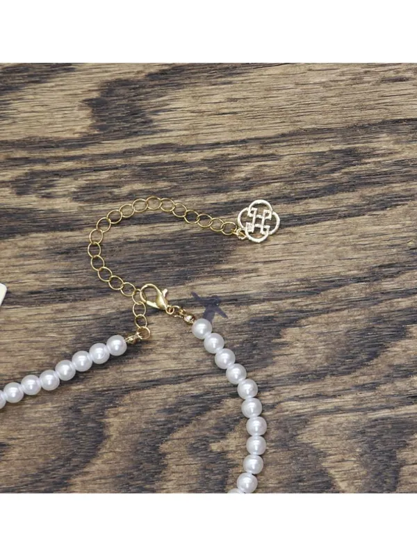 NWT Daisy Fuentes Charm Necklace Bracelet Set Pearl White / Gold 18" + 4" - Image 5